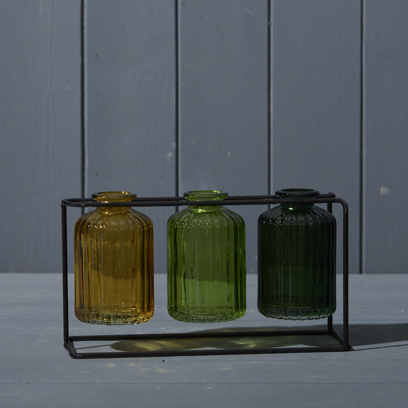 Three Glass Bottles with Stand (12.5cm) detail page